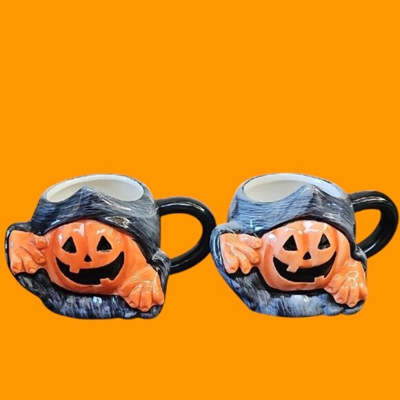 NEW 2 ceramic Jack-o'-lantern Halloween mugs Lewis mug Hyde and Eek Target - Picture 2 of 13